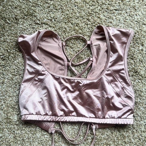 UO Metallic Top w Lace up Back - Picture 2 of 5